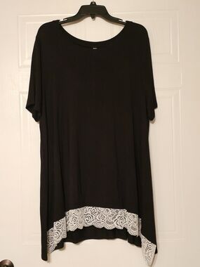 Signature Black Tunic with White Lace Hem